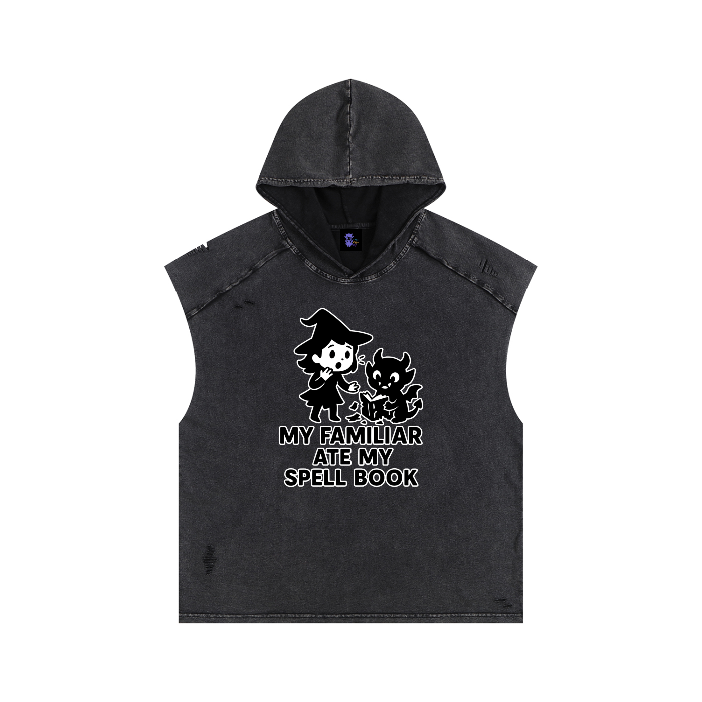 Familiar Ate the Spellbook – Witchy Chaos Hooded Tank