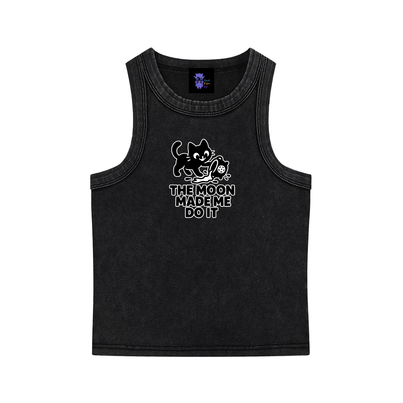 The Moon Made Me Do It (Cat) – Witchy Snow Washed Tank
