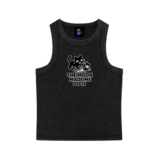 The Moon Made Me Do It (Cat) – Witchy Snow Washed Tank
