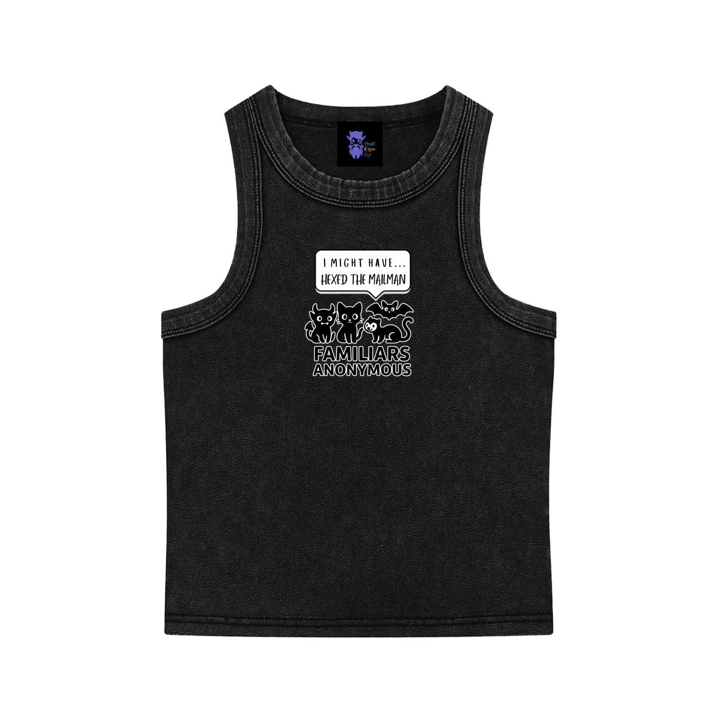 Familiars Anonymous – Dark Witch Snow Washed Tank