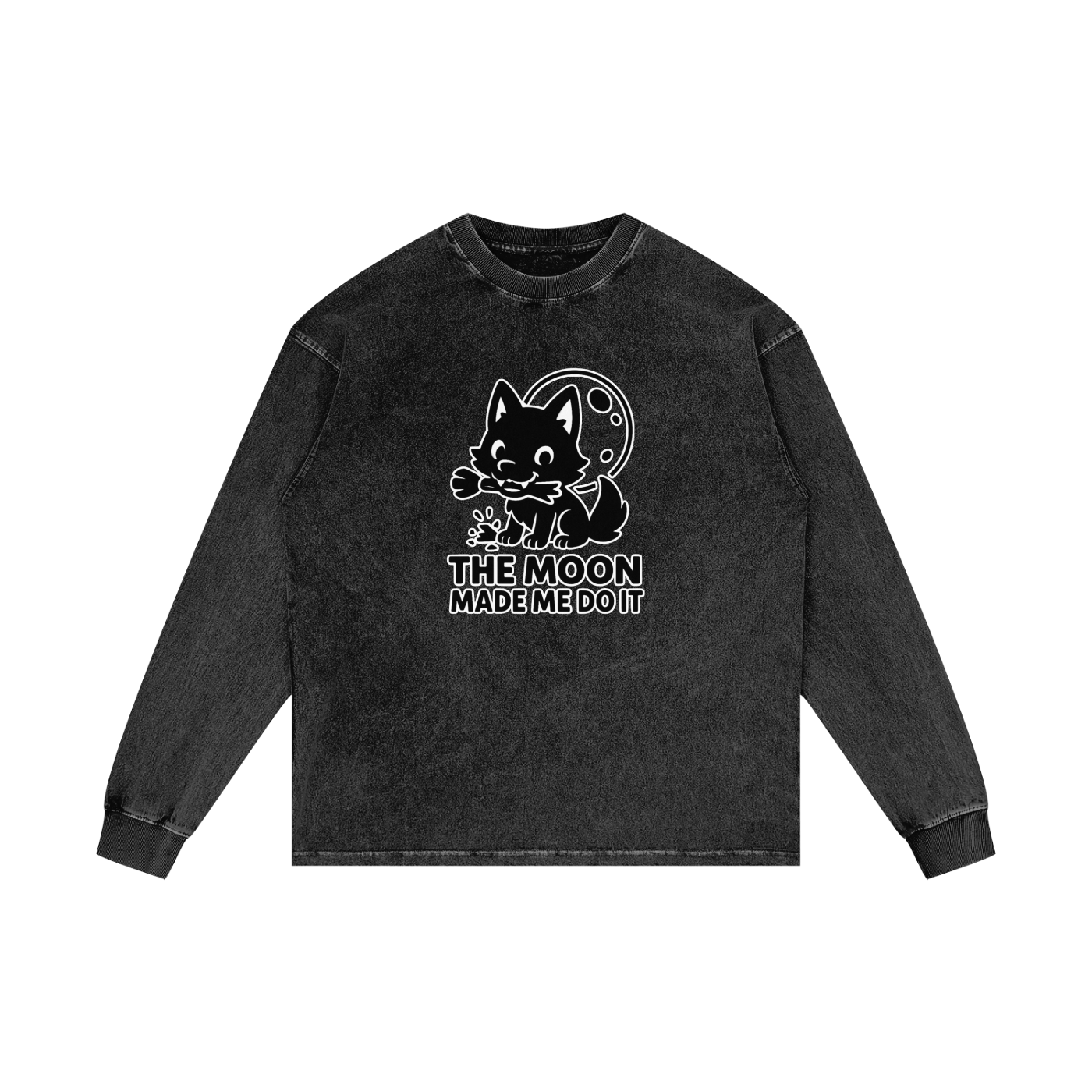 The Moon Made Me Do It (Wolf) – Lunar Acid Wash Long Sleeve