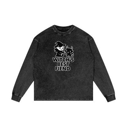 Witch’s Best Fiend – Dark Witch Acid Wash Long Sleeve